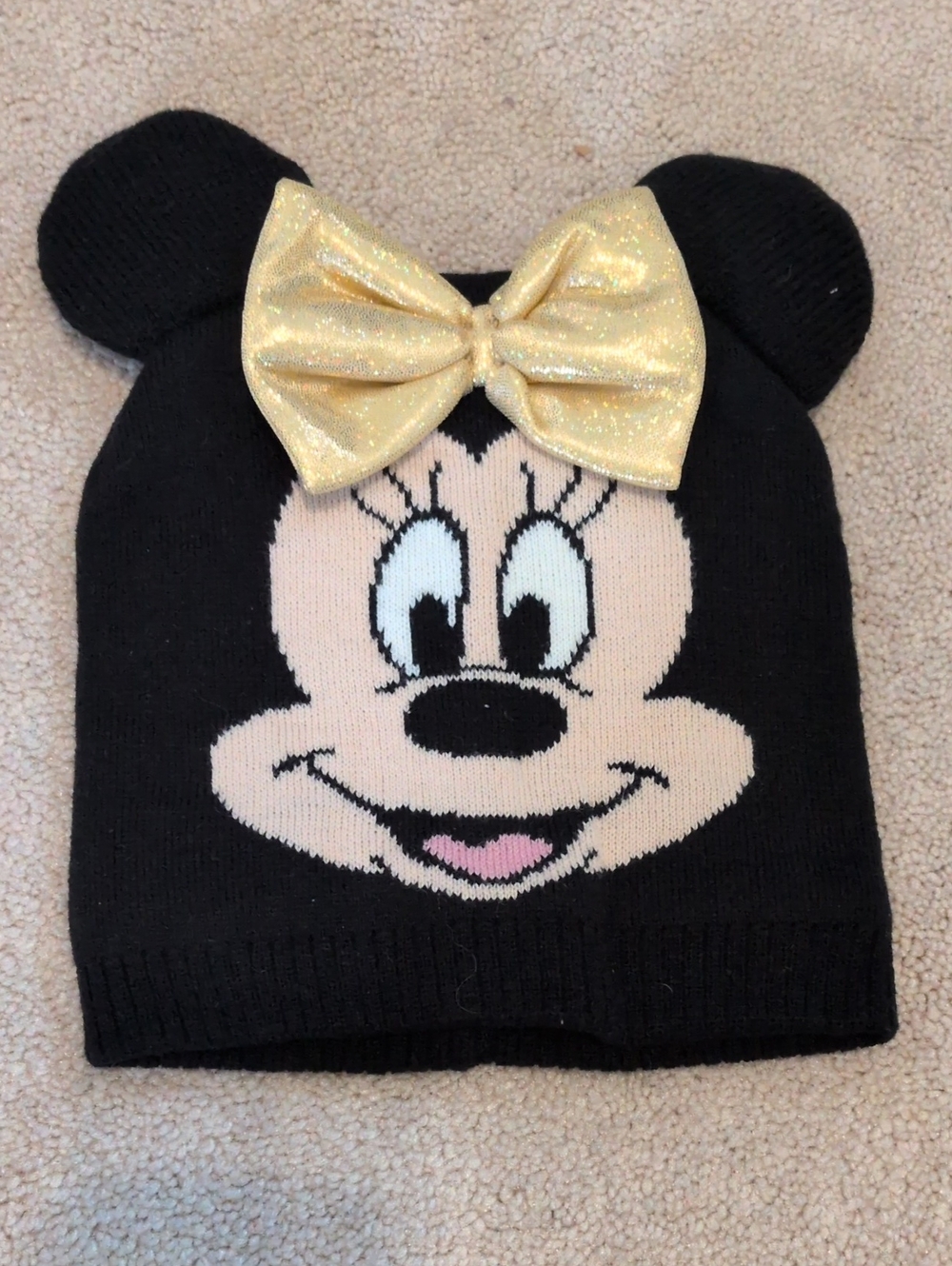 Disney Minnie Mouse Kids Beanie with Gold Bow (4-7Y)